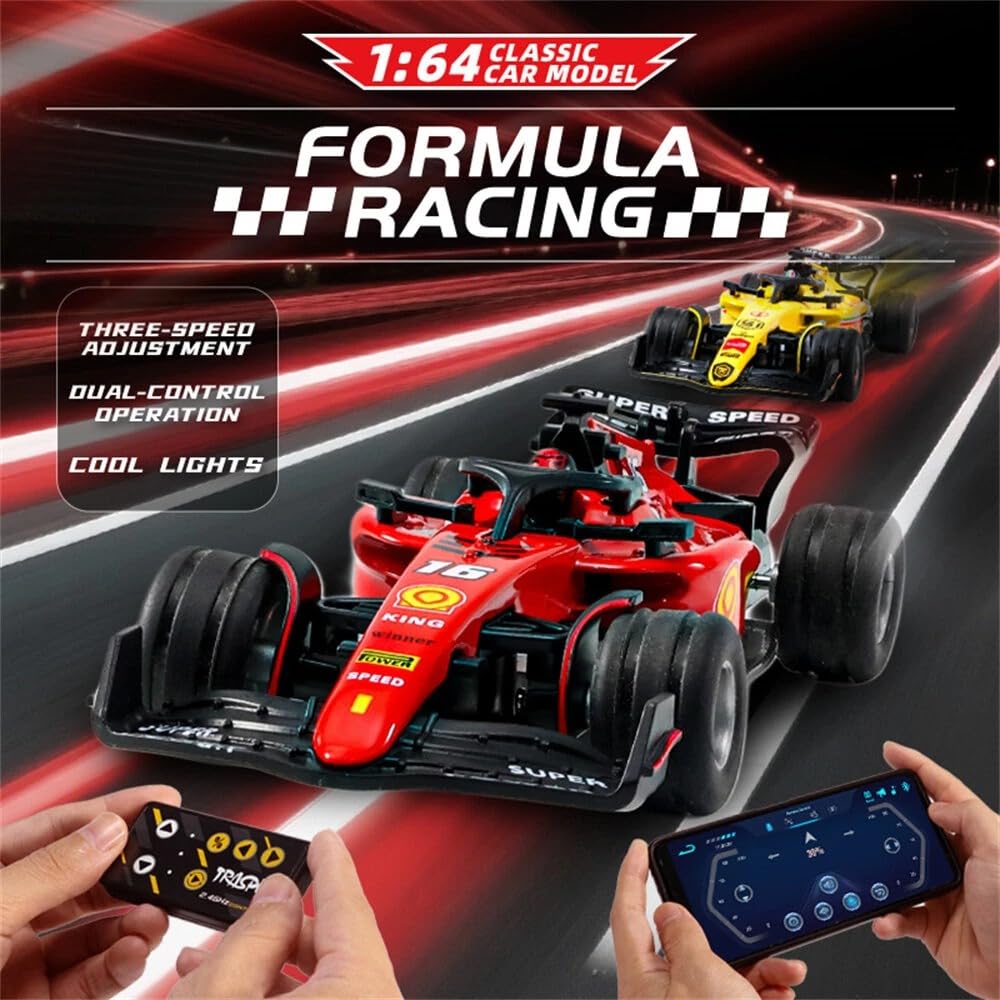 F1 Mini RC Car 1:64 Die-Cast Metal | 2.4GHz Remote Control Racing Car with LED Lights, 3 Speed Modes, USB Rechargeable Alloy RC Car for Kids & Adults