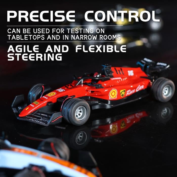 F1 Mini RC Car 1:64 Die-Cast Metal | 2.4GHz Remote Control Racing Car with LED Lights, 3 Speed Modes, USB Rechargeable Alloy RC Car for Kids & Adults