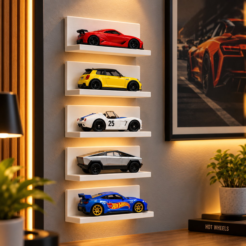 L Shaped Hotwheels Stand - 3D Printed Wall Mount Showcase